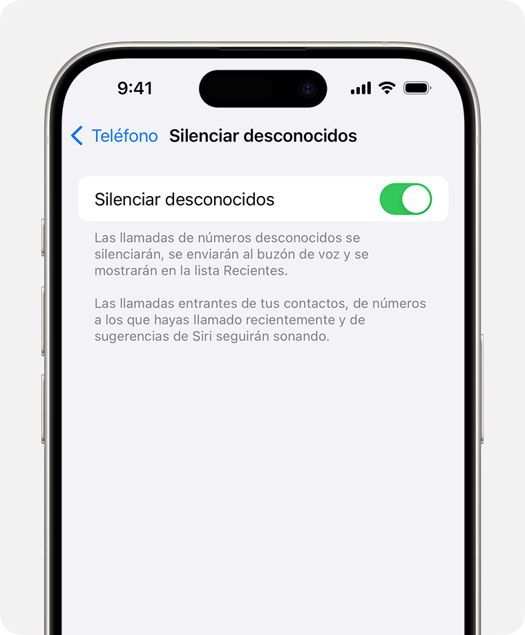 Cómo silenciar llamadas desconocidas en mi iPhone 16