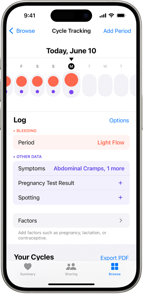 Conoce la info de tu ciclo menstrual en iPhone